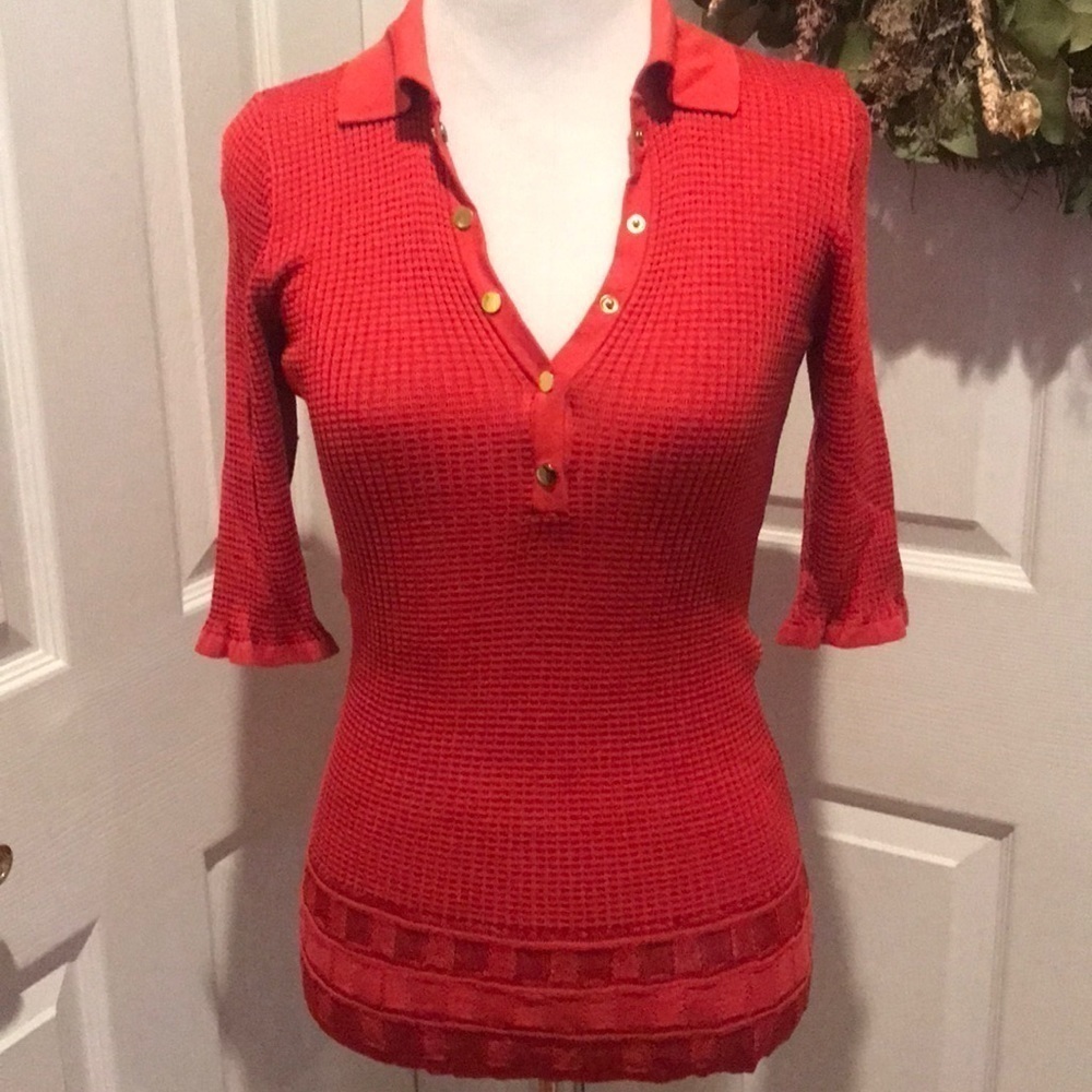 Cache burnt orange colored stretchy top